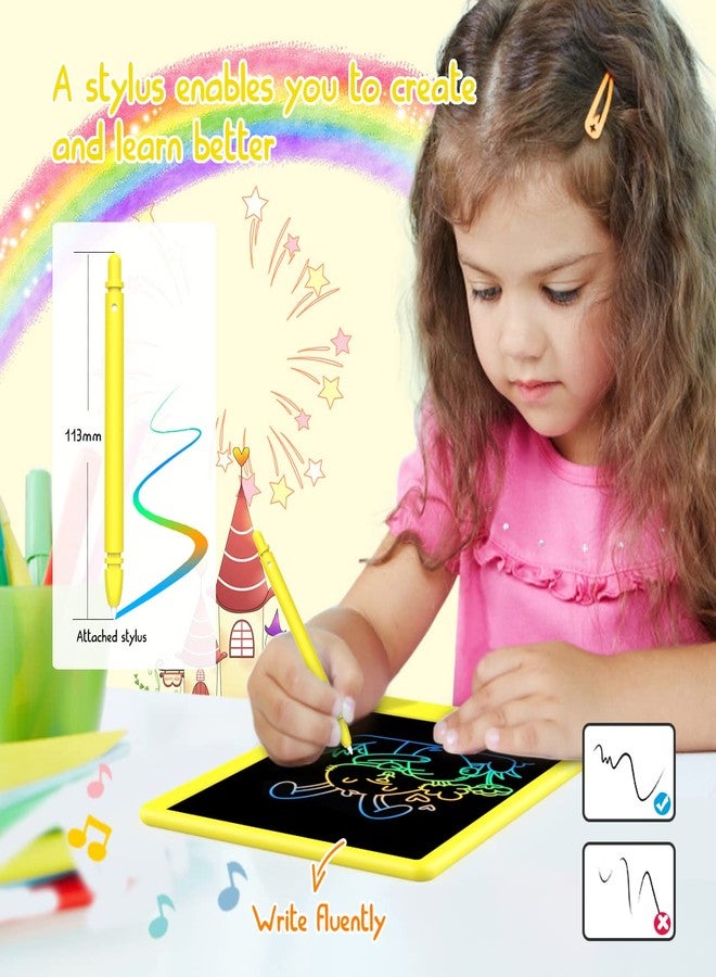 لوحة الكتابة الإلكترونية BUKEBU LCD، لوحة رسم ملونة مقاس 10.5 بوصة، لوحة رسم إلكترونية، لوحات رسم، هدايا سفر للأطفال من سن 3 إلى 8 سنوات (أصفر) - Image 3